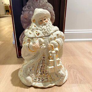 RARE LENOX FLORENTINE AND PEARL SANTA COOKIE JAR